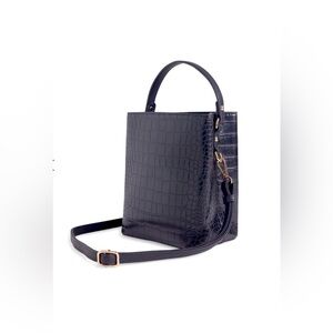 All of The Above Elena Bucket Bag Vegan Leather Crossbody Handbag Croc NEW